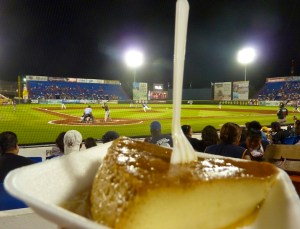 Not only beer, margaritas, hotdogs and burritos - but flan! And a baseball game.